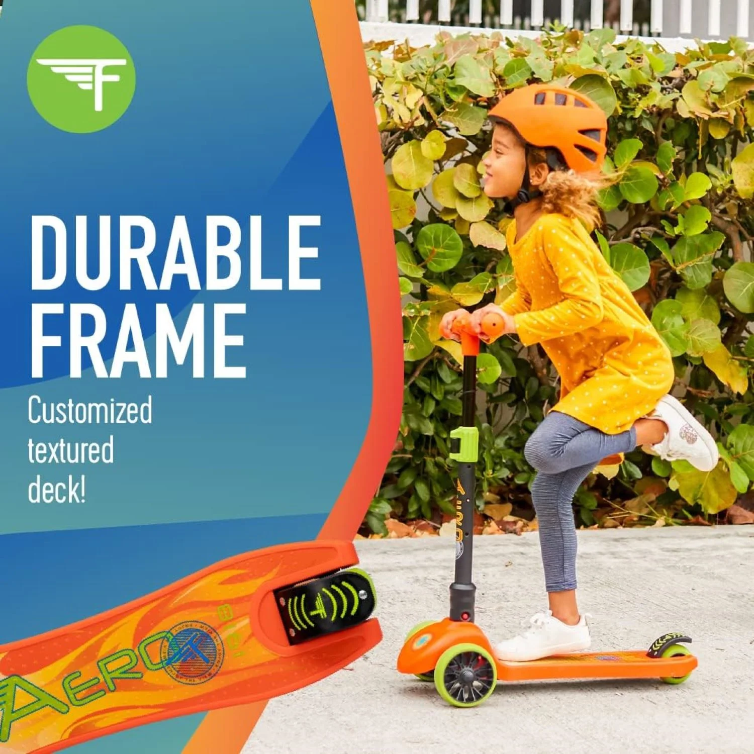 Flybar - Aero 3 LED wheel kick scooter - Orange Flame