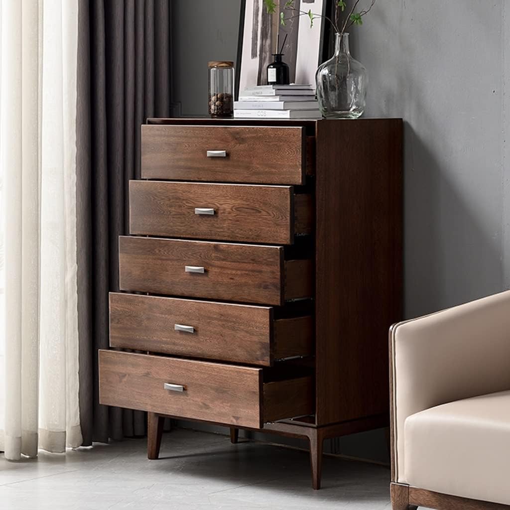 with 5 Drawers, Fabric Dresser, Organizer Unit, Storage Cabinet for Bedroom, Hallway, Entryway, Easy Pull Handle, 30.7 * 17.7 * 47.2 Inches (Walnut) (Walnut)
