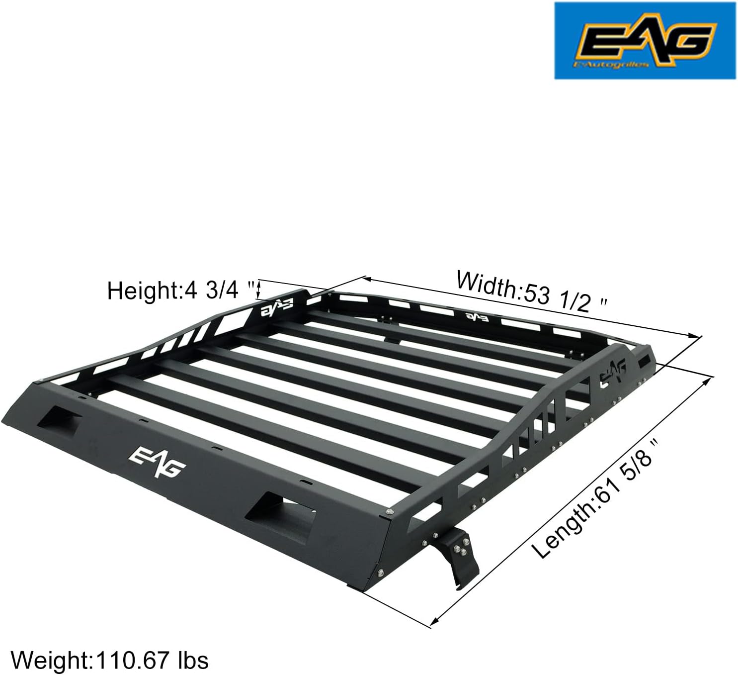 EAG Roof Rack Cargo Carrier Basket Hard Rooftop Fit for 07-18 Wrangler JK 2/4Door