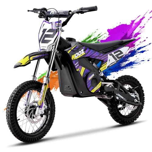 KOOZ HP112E 36V 1000W Electric Dirt Bike for Kids, 3 Speed Modes Teen Electric Motorcycle Up to 18 MPH & 15 Miles Long-Range, Dual Suspension & Disc Brake, 16" Sturdy Tire for Kids Teenagers, Orange