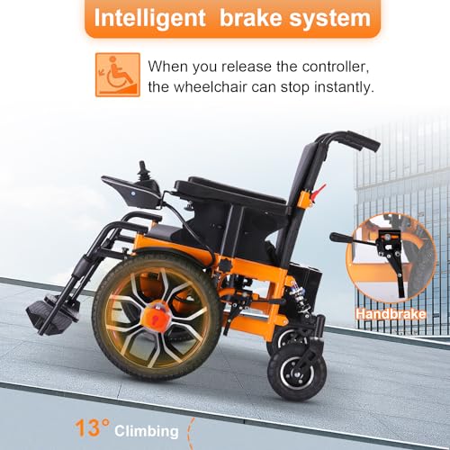 Foldable Electric Wheelchairs for Adults, All Terrain Heavy Duty Electric Wheelchair,Powerful Dual Motor Motorized Wheelchair for Seniors,Portable Folding Carry Wheelchair Supports up to 330 lbs