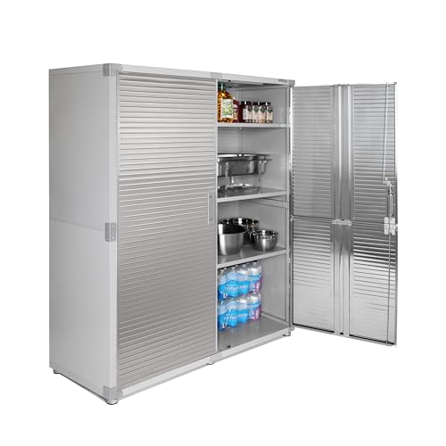 Seville Classics UltraHD Solid Steel Lockable Metal Storage Cabinet Locker Organizer, w/Adjustable Shelves for Garage, Warehouse, Office, Classroom, Granite, 48" W x 24" D x 72" H