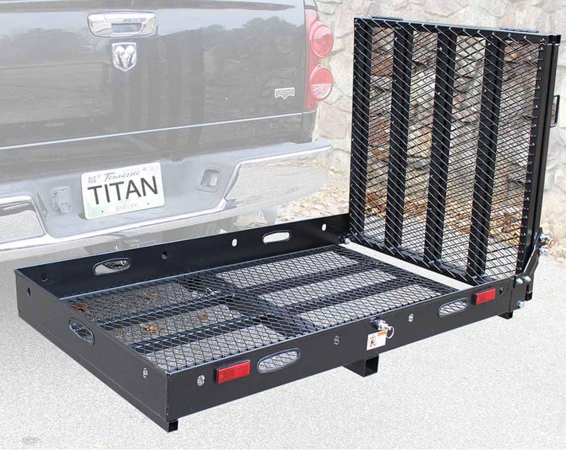 Hitch Mounted Aluminum Carrier with Ramp for Mobility Wheelchairs and Scooters