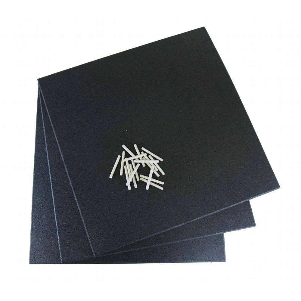 Rubber-Cal Eco-Sport Interlocking Flooring Rubber Tiles - Coal, 3 Pack, 20 x 20 x 1 in.