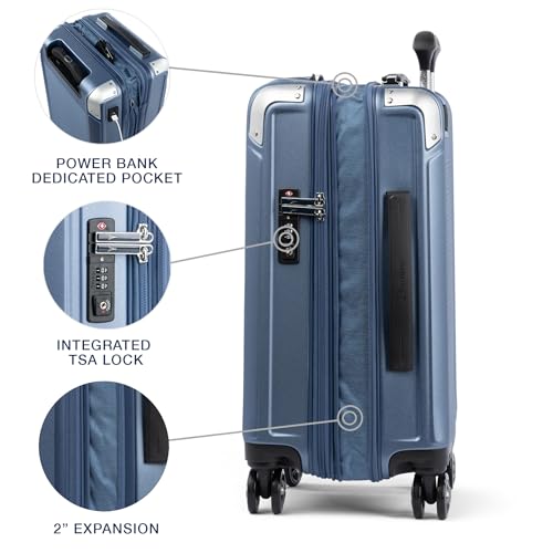 Travelpro Platinum Elite Hardside Expandable Carry on Luggage, 8 Wheel Spinner, TSA Lock, Hard Shell Polycarbonate Suitcase, Metallic Sand, Compact Carry on 20-Inch