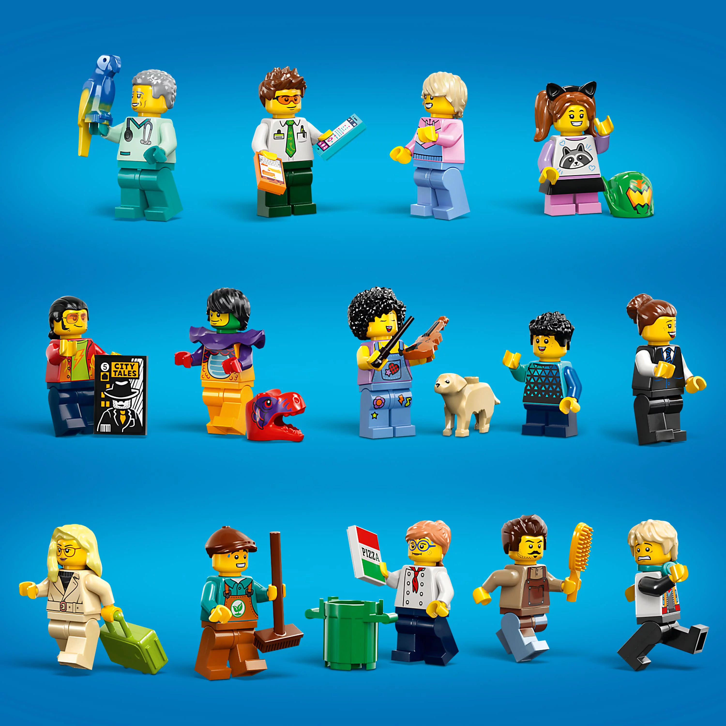LEGO City Downtown 60380 Building Toy Set, Multi-Feature Playset with Connecting Room Modules, Includes 14 Inspiring Minifigure Characters and a Dog Figure for Imaginative Play, Gift for Kids Ages 8+