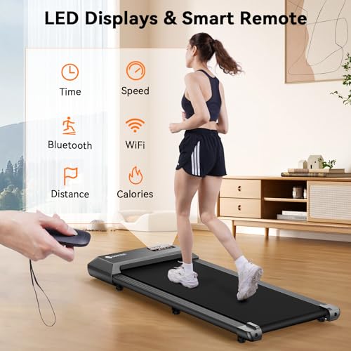 DeerRun Walking Pad, Smart Raceable 2024 Upgrade Treadmills for Home, APP&Remote Control LED Display, 2 in 1 Walking Jogging Portable Desk Treadmill, Easy Operation for Beginners