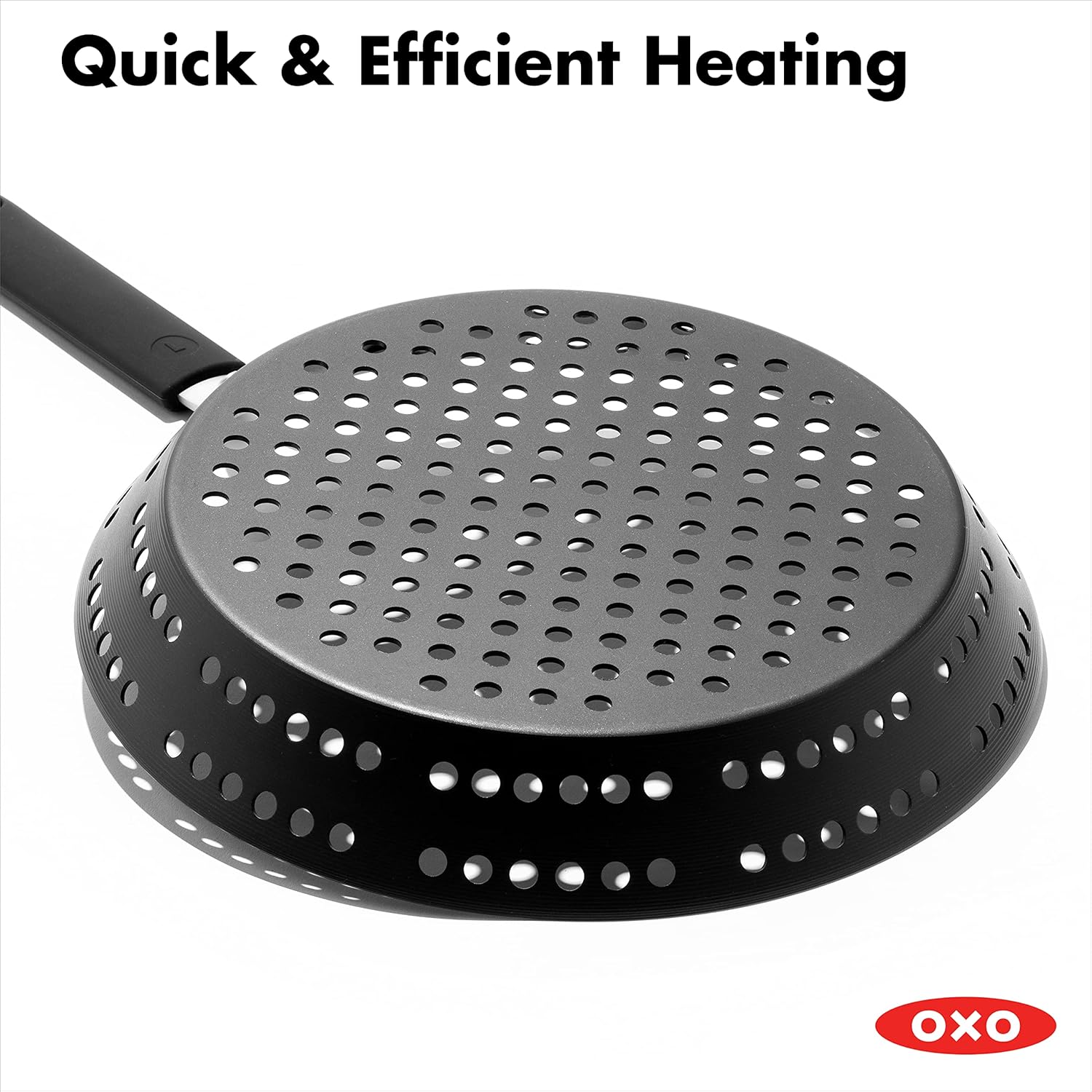OXO Obsidian Pre-Seasoned Carbon Steel Induction Safe 12 Outdoor Frying Pan/Skillet with Silicone Sleeve, Black