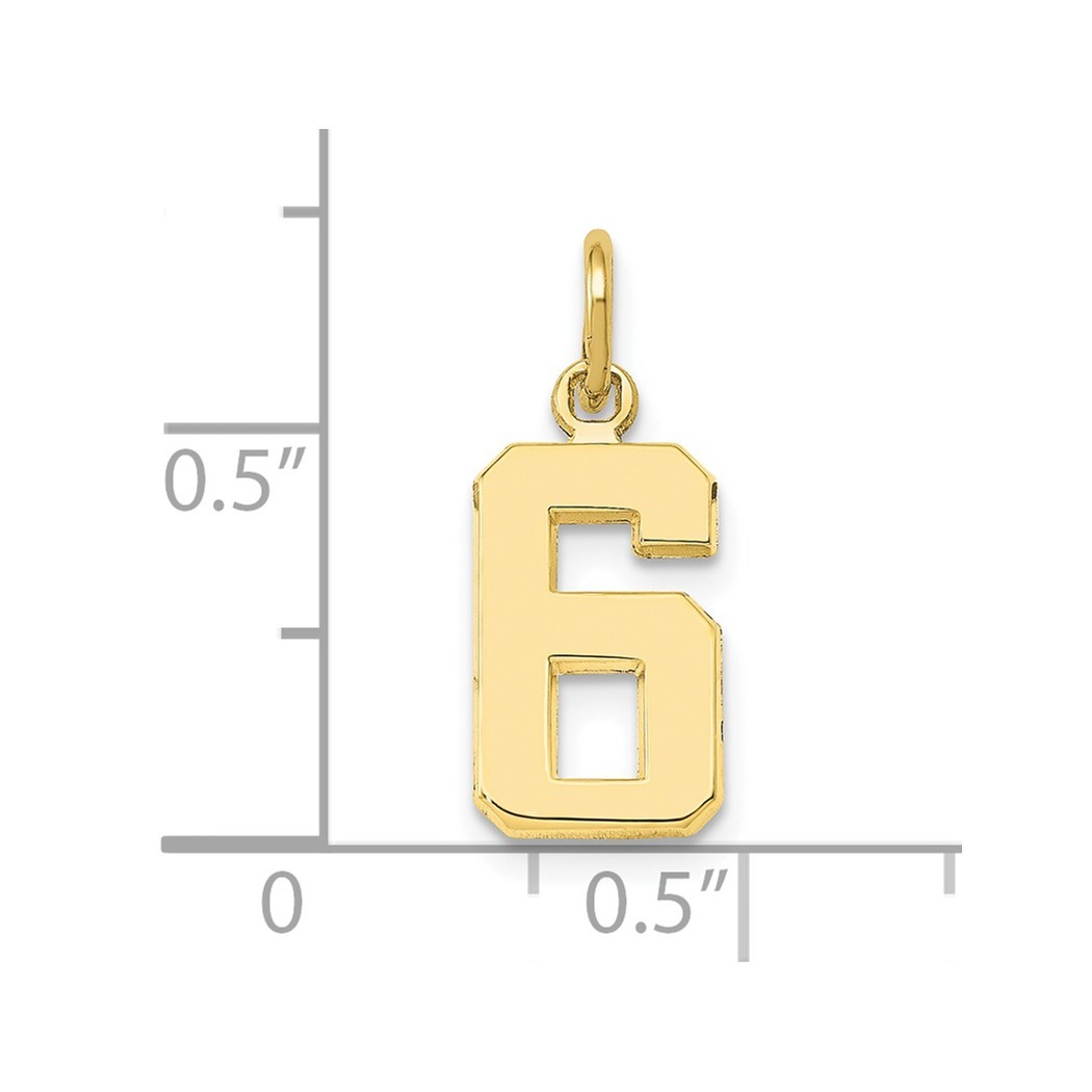 7mm 10k Yellow Gold Casted Small Polished Sport game Number 6 Charm Pendant Necklace Jewelry Gifts for Women