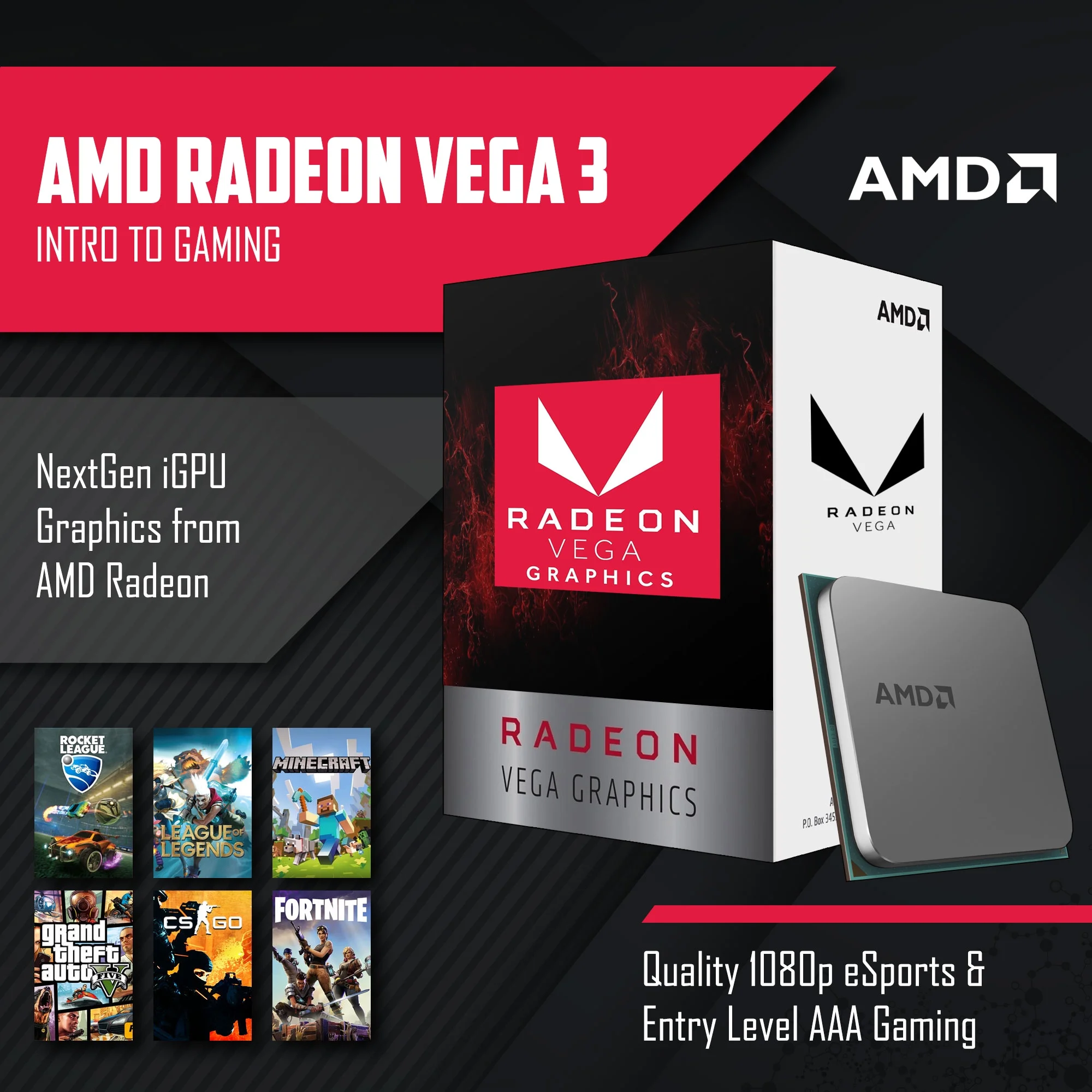 Periphio Warp Gaming PC Computer | AMD Athlon 3000G | Radeon Vega 3 (2GB) | 500GB SSD | 16GB DDR4 RAM | 1080p Gaming | RGB Gaming Bundle | Windows 10 Home Gaming Desktop
