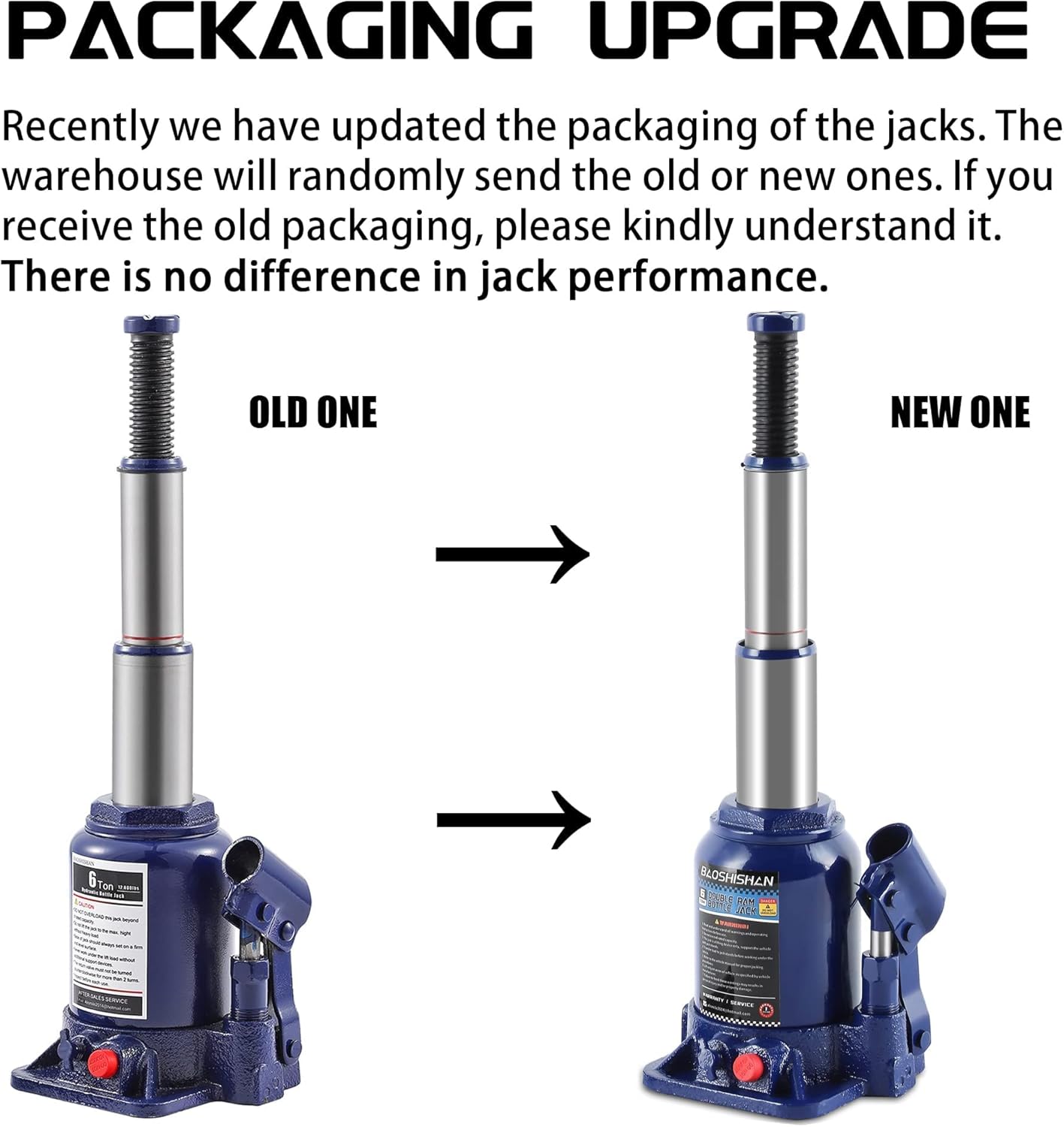 BAOSHISHAN 3 Ton Double Ram Bottle Jack 6-1/2 to 16-1/2 Lifting Range Portable Hydraulic Jack with Carrying Case