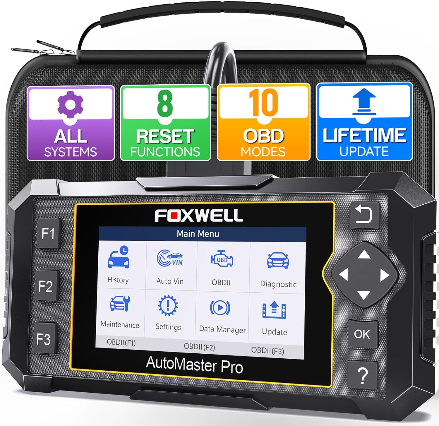 FOXWELL Car Scanner NT624 Elite All System OBD2 Scanner Diagnostic Tool 8 Reset Code Reader ABS/SAS/TPS/Oil/EPB/BRT Scanner for Car Lifetime Update Car Diagnostic Scanner with Battery Test