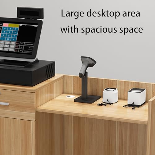 Reception Desk with Counter, Front Desk Reception Counter, Retail Checkout Counter, for Salon Lobby Checkout Office