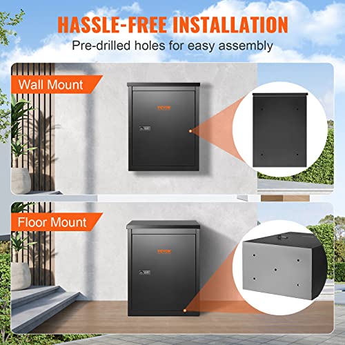 VEVOR Package Delivery Boxes for Outside, Extra Large Mailbox for Parcel Wall Mounted Lockable, Galvanized Steel Parcel Drop Box with Anti-Theft Baffle, IPX3 Waterproof for Porch, Curbside