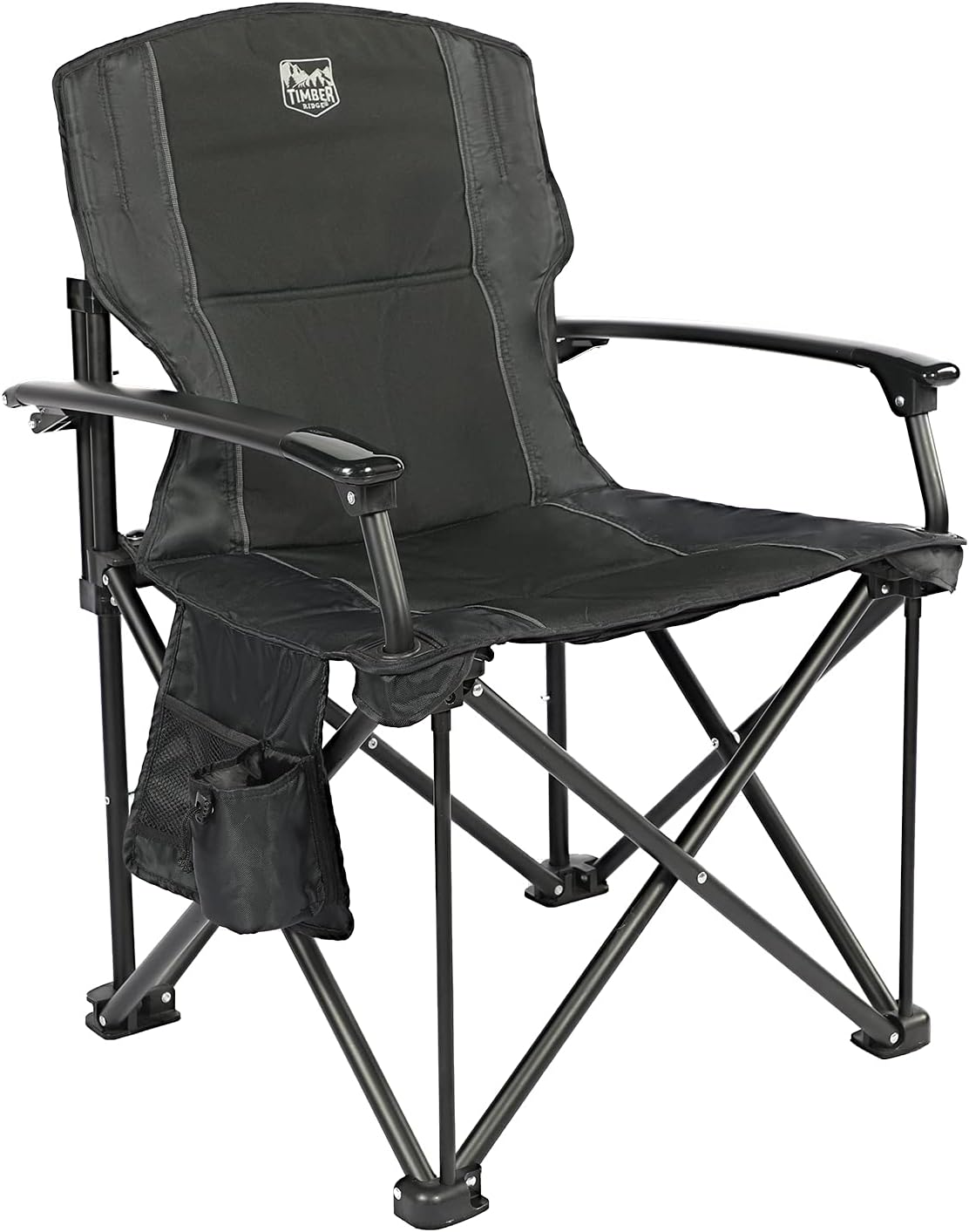 TIMBER RIDGE Aluminum Lightweight Folding Chairs Camping with Hard Armrest, Portable Lawn Chairs with Cup Holder