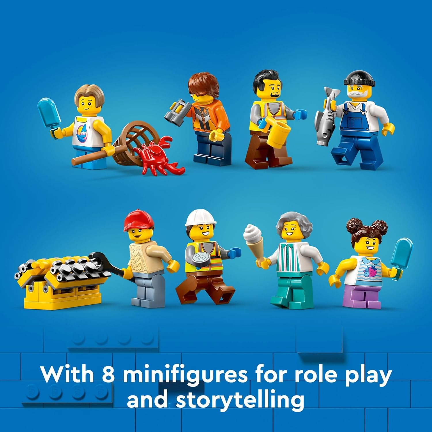 LEGO City Seaside Harbor with Cargo Ship Toy, Model Container Crane and Boat with 8 Minifigures Included, Building Set for Boys and Girls Ages 8 and Up, Kids Gift Idea, 60422