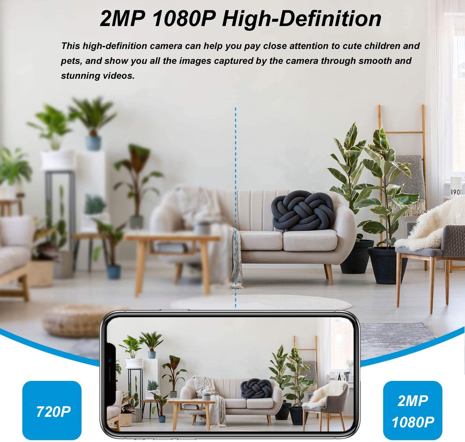 Wireless Security Camera, 2K Home WiFi IP Camera, Pan Tilt Dome Surveillance Camera, Two-Way Audio Motion Detection, Clear Night Vision, Waterproof CCTV Camera, Give Away 32G SD Card. Pack of 2