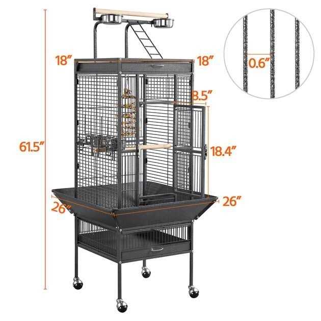 Yaheetech 61-in Rolling Parrot Cage &amp; Playtop - Pet Supplies online store