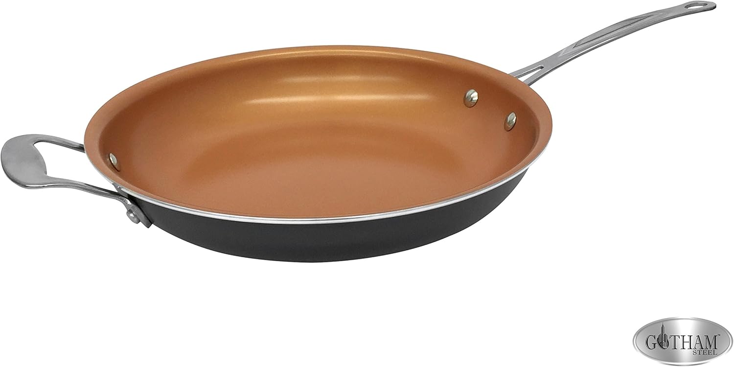 Gotham Steel 10 Piece Pots and Pans Set Nonstick Cookware Set with Ultra Nonstick Ceramic Coating & Gotham Steel Non Stick Frying Pan, 12.5” Ceramic Frying Pan Nonstick, Long Lasting Nonstick Cooking