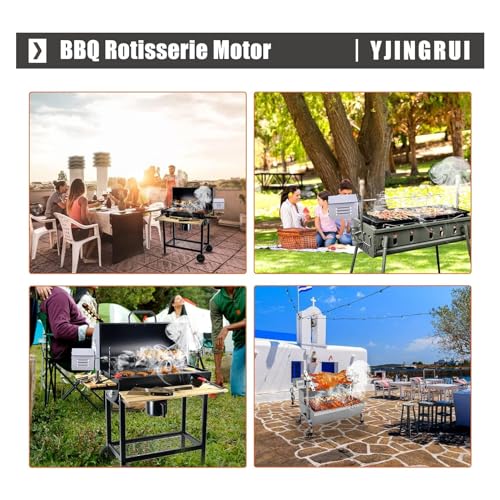 Rotisserie Grill, BBQ Whole Pig Lamb Goat Charcoal Spit Grill Electric 4W Motor BBQ Hog Rotisserie Roaster, 55.1lb Load Bearing Capacity Lamb Rotisserie System for Camping, US Plug