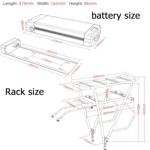 ebike battery 52V 72V 20AH 25AH 28.8AH large range waterproof lithium battery with Rack, charger, USB port for 3000W -2000W -1500W Ebike conversion kit