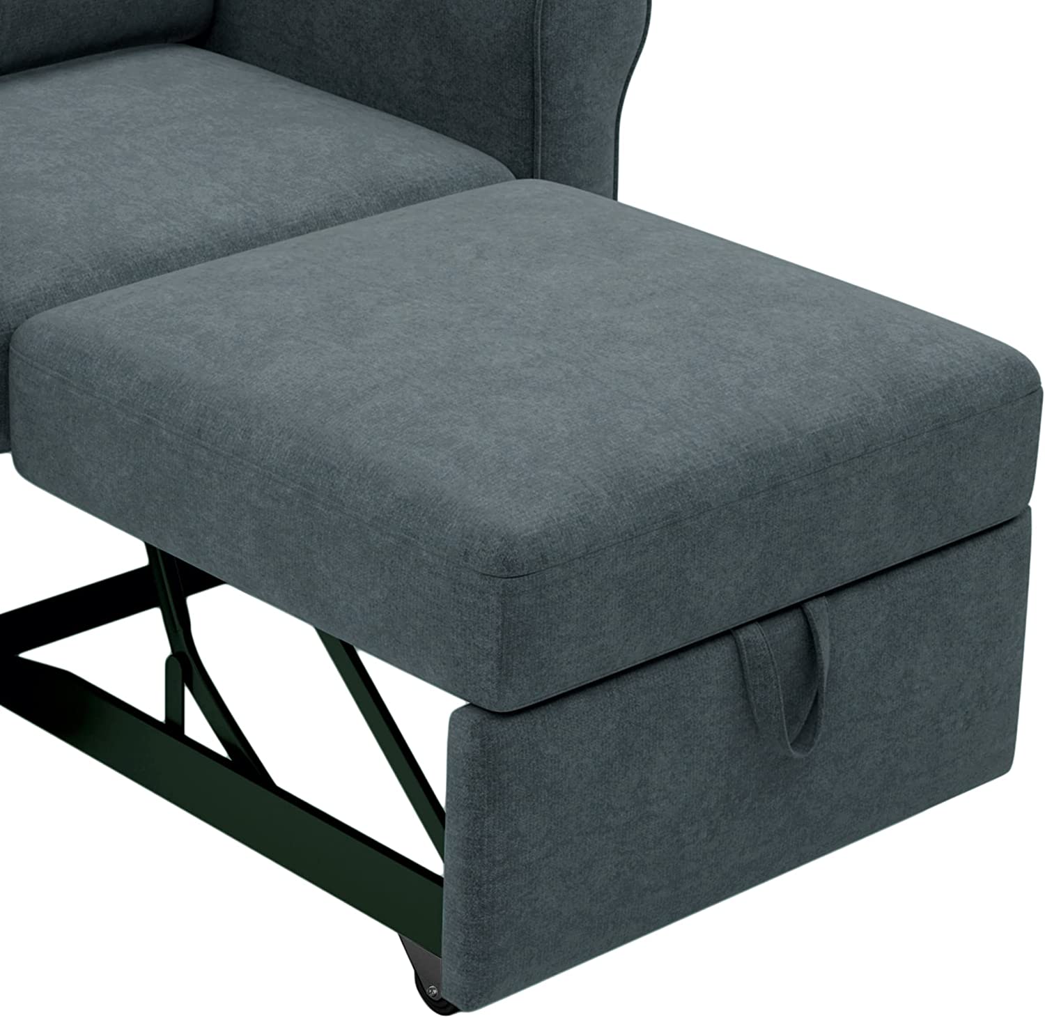 Sofa Bed Chair, Convertible Sleeper Chair Bed, Adjust Backrest Into A Sofa, Single Bed, Modern Chair Bed For Living Room Bedroom, Dark Blue
