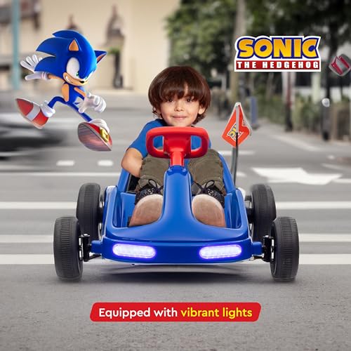 Bluey 6V Electric Go Kart for Kids, Electric Ride-On Toy with Lights, MP3 Jack, Remote Control, Seat Belt, Ages 3-6, Durable PVC and Iron Construction, Rechargeable Battery
