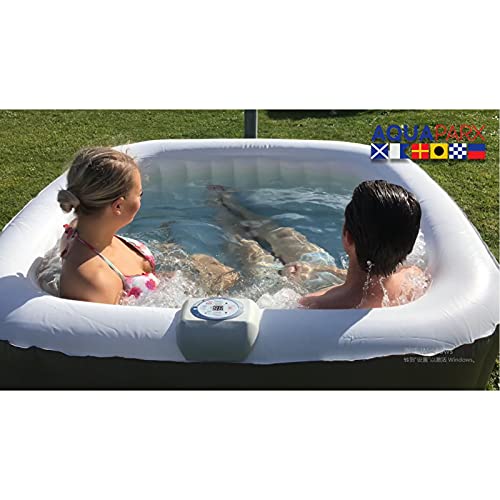 #WEJOY AquaSpa Portable Hot Tub 61X61X26 Inch Air Jet Spa 2-3 Person Inflatable Square Outdoor Heated Hot Tub Spa with 120 Bubble Jets, Black/White, one Size (AQA_SPA-A154_Black/White)