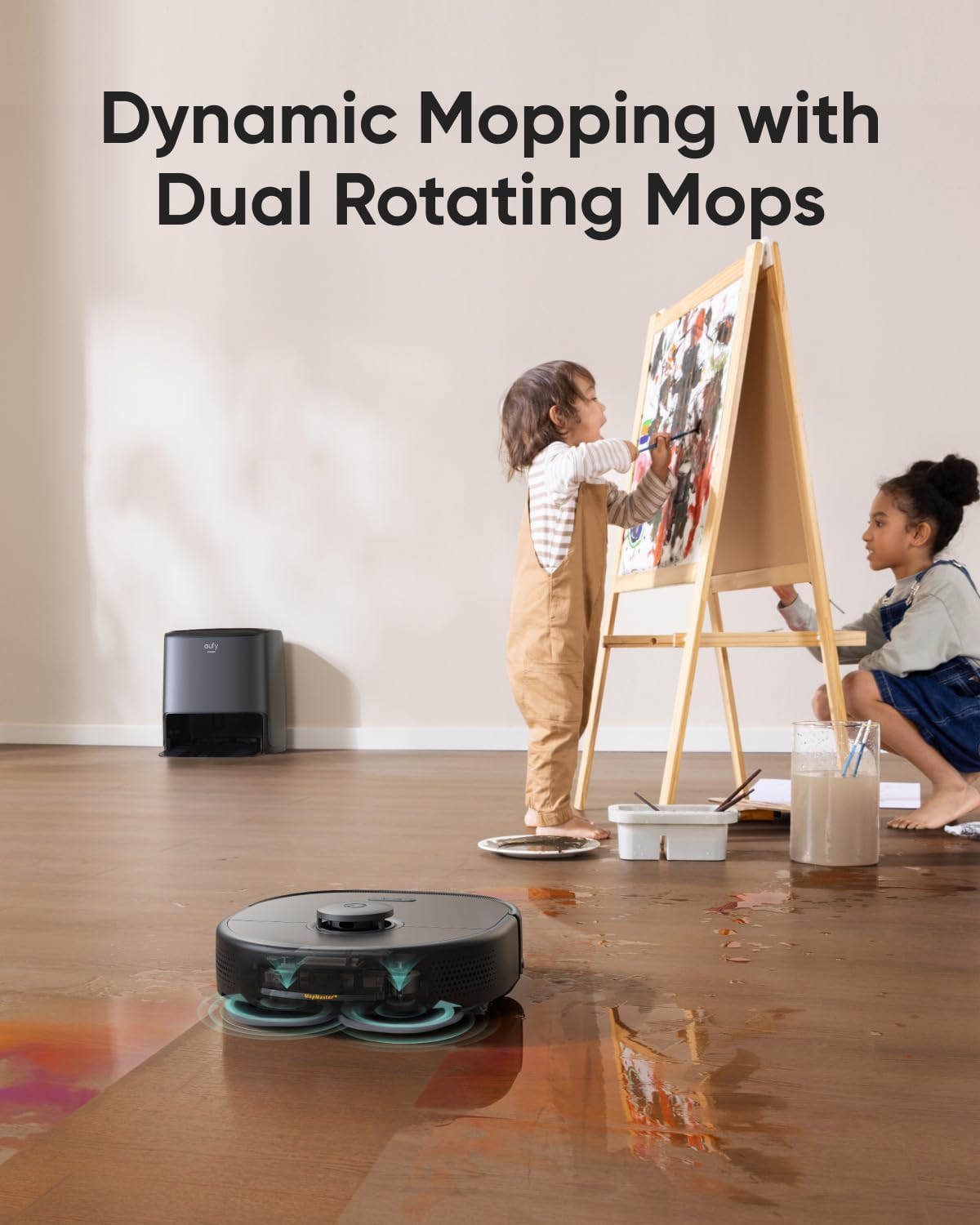 eufy Clean X9 Pro CleanerBot with MopMaster™ Adaptive Pressure Cleaning, 2 Rotating Mops, Carpet Detection with 12 mm Auto-Lifting Mops, Auto-Clean Station, 5,500 Pa Suction, and AI OBS