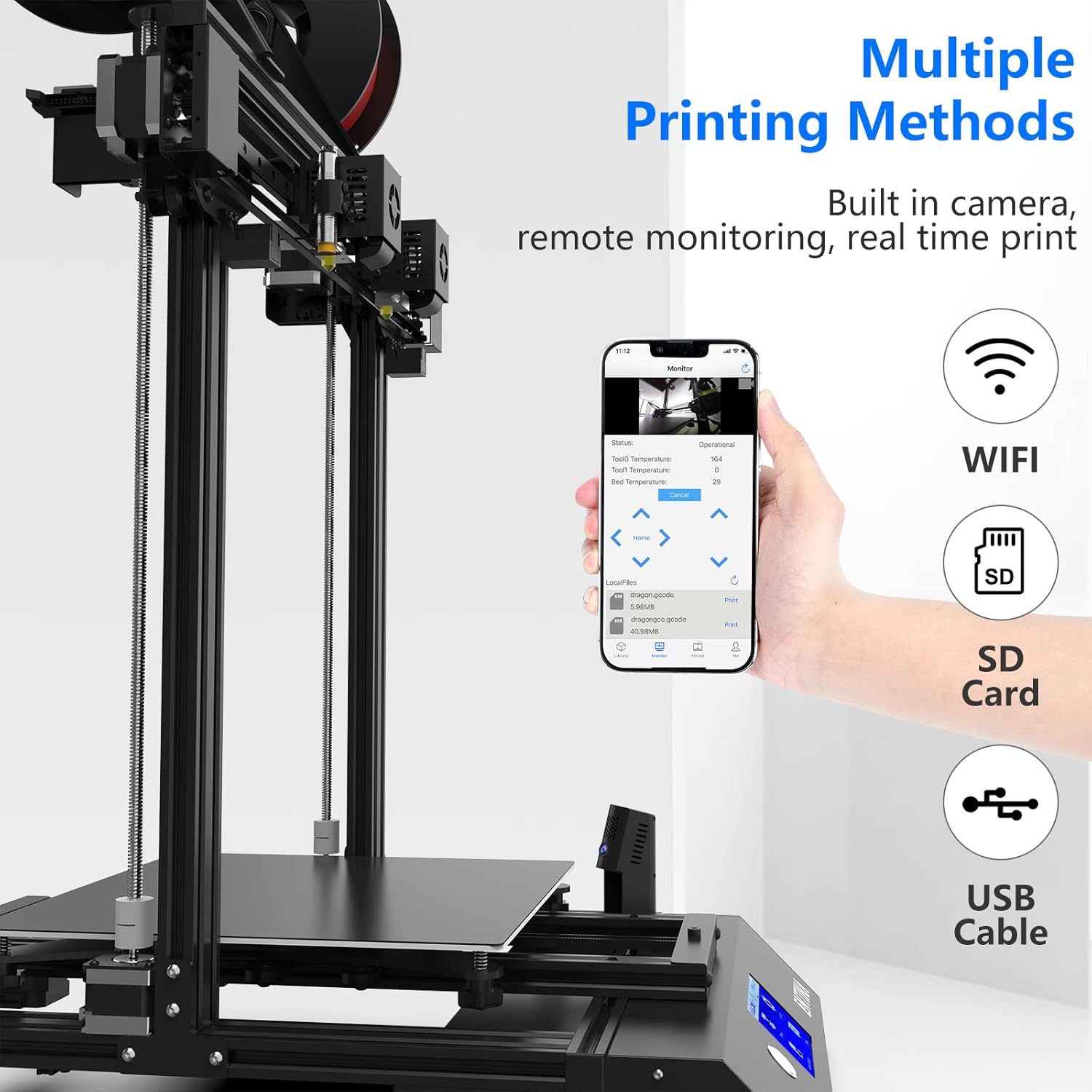 X40 IDEX 3D Printer, Independent Dual Extruder 3D Printer with TMC2208 Silent Driver, 4.3 Touch Screen, PEI Spring Steel Magnetic Platform, Built-in Camera, Wi-Fi Cloud Printing 300x300x400mm