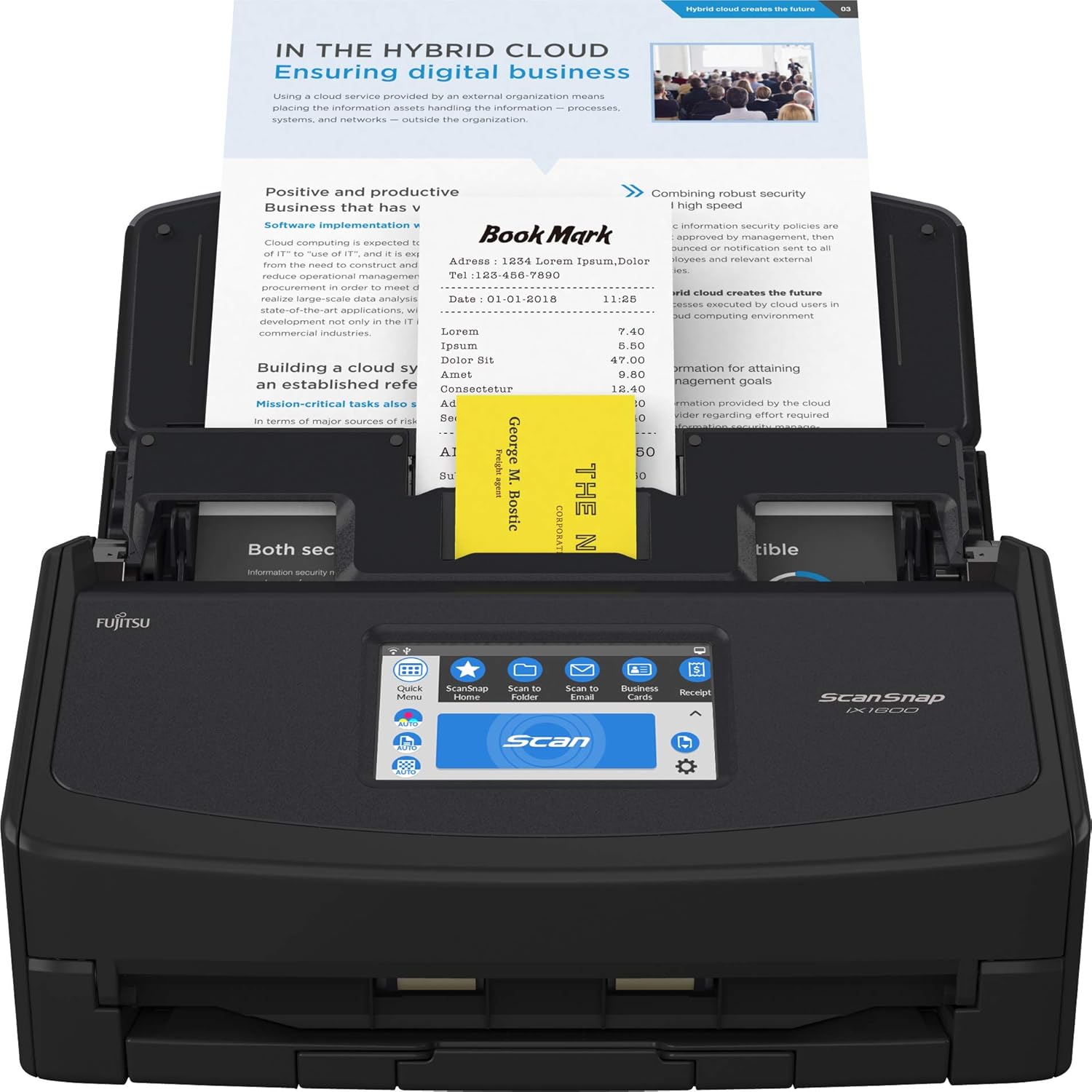Fujitsu ScanSnap iX1400 Simple One-Touch Button Document Scanner for Mac or PC, Black