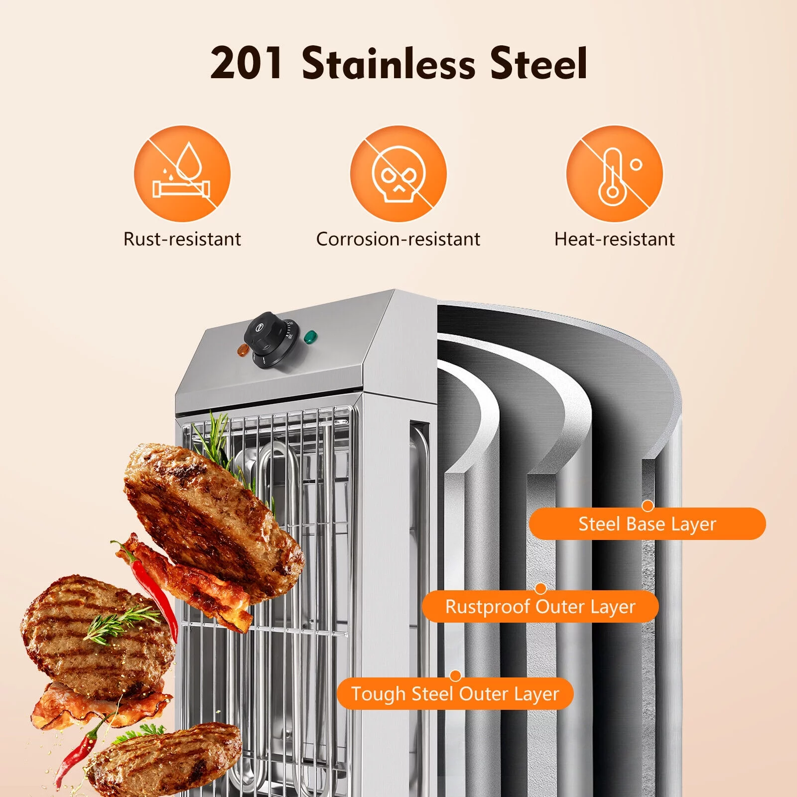 TFCFL Portable Electric Grill Smokeless Indoor Searing Grill Adjustable Temperature