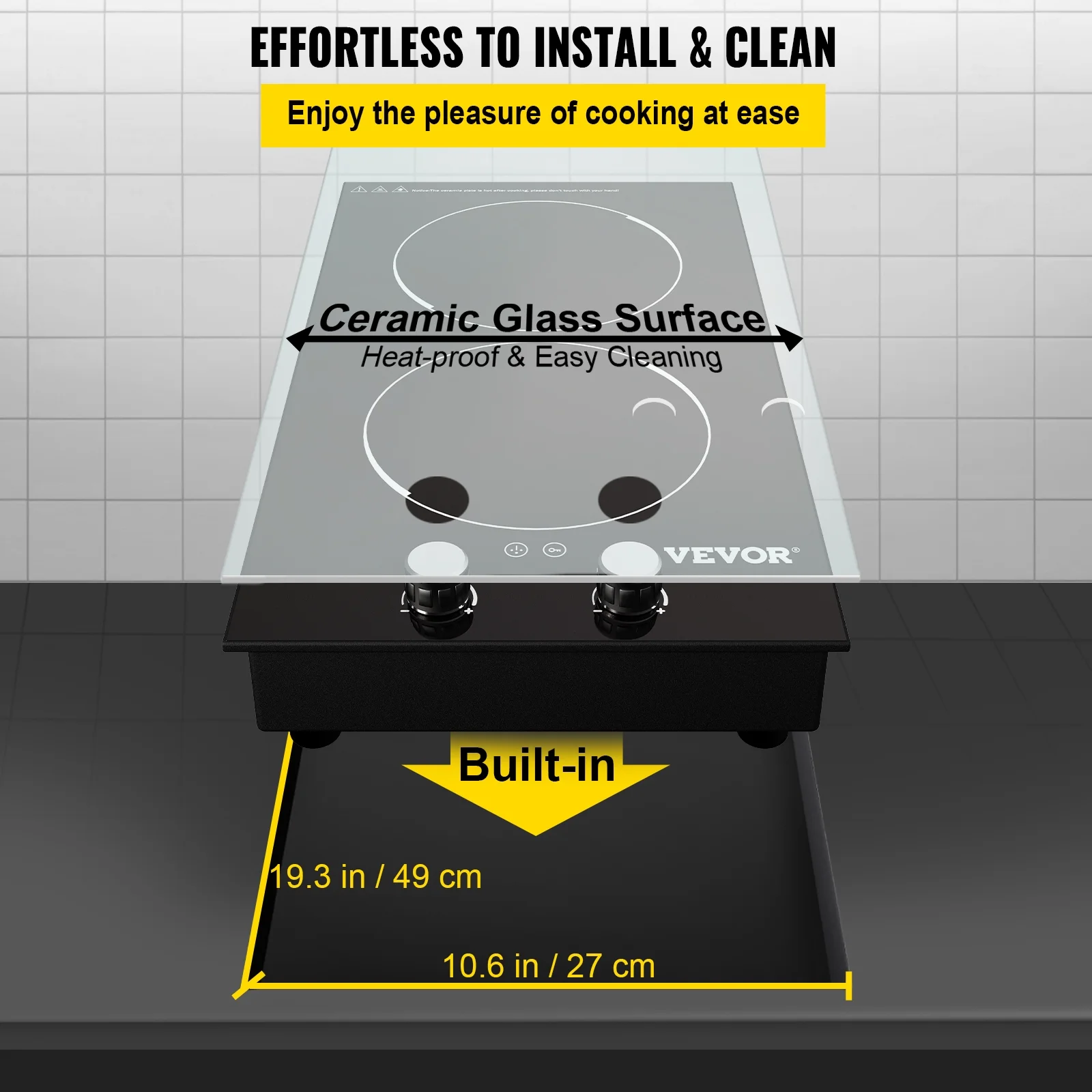 BENTISM Electric Induction Cooktop Built-in Stove Top 11in 2 Burners 120V