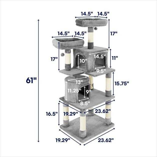 Frisco 61-in Faux Fur Cat Tree Condo - Pet Supplies online store