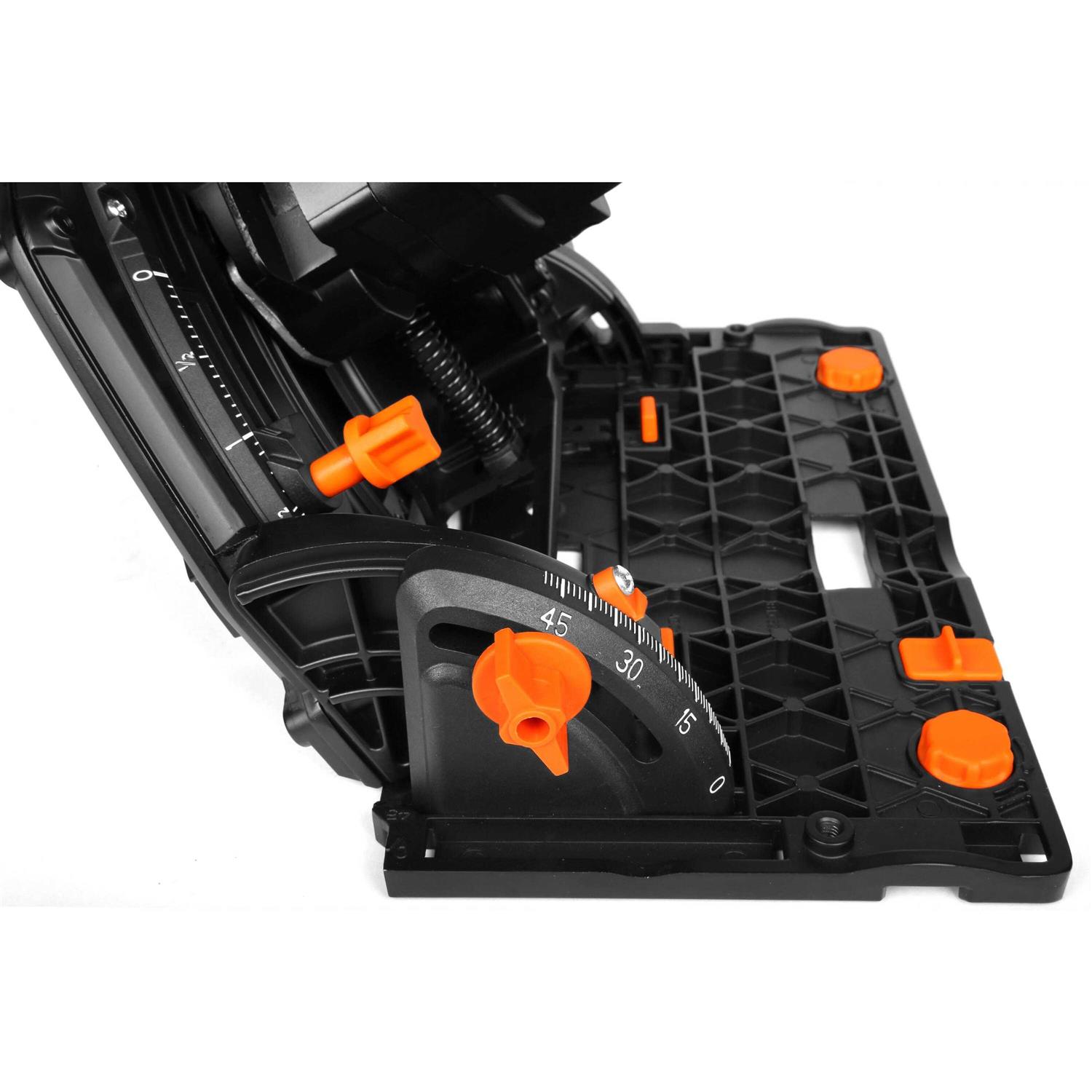 WEN 20V Max 6.5-Inch Cordless Brushless Plunge Cut Variable Speed Track Saw with Two 4.0 Ah Batteries and Charger