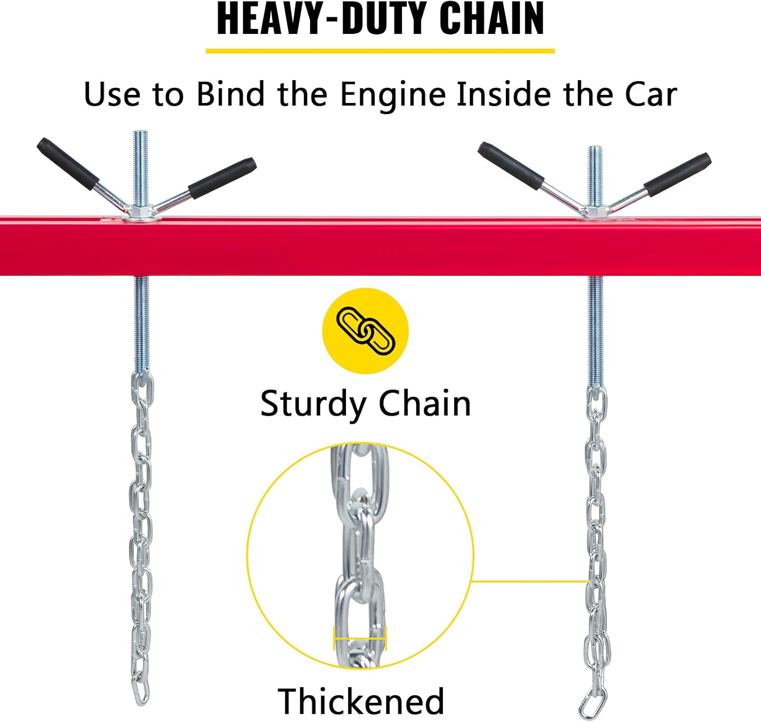 VEVOR Engine Support Bar 1100 Lbs Capacity Engine Transverse Bar Engine Hoist 2 Point Lift Holder Hoist Dual Hooks, Engine Hoist Keeps Engine Stable for Home Garages & Auto Repair Shop