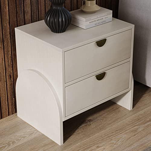 Double Dresser,Modern Drawer Dresser with Semi-Round Handle and Supporting Legs,Rubber Woodchest with Ample Storage Spaces,Drawer Organizers for Clothing,50.8''Lx17''Wx28''H,Antique White