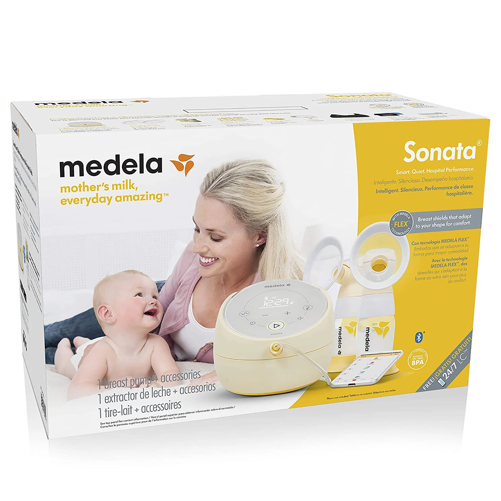 Medela Sonata Double Electric Breast Pump Kit with Fitflex Breast Shields and Accessories