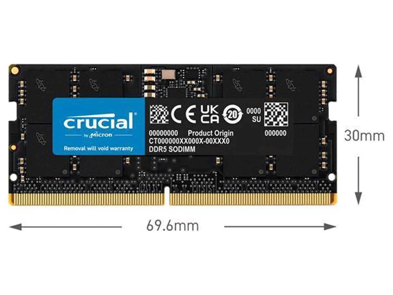 Crucial 64GB (2 x 32GB) DDR5 SDRAM Memory Kit - For Notebook - 64 GB (2 x 32GB) - DDR5-4800/PC5-38400 DDR5 SDRAM - 4800 MHz Dual-rank Memory - CL40 - 1.10 V - Non-ECC - Unbuffered - 262-pin - SoDIMM -
