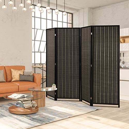 FDW Room Divider Bamboo Room Divider Wall Folding Privacy Wall Divider Wood Screen for Home Bedroom Living Room (6 Panel, Natural)