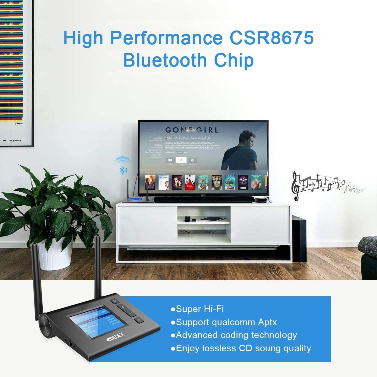 Bluetooth Transmitter Receiver, Wireless Bluetooth Adapter with Unique LCD Display, Low Latency Bluetooth 5.0 Audio Adapter, Dual Link Optical RCA AUX for Headphones, TV, PC, Laptop and Speaker