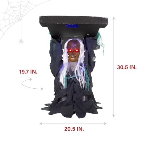 Haunted Hill Farm Life-Size 2.9-Ft Animatronic Gravely Granny by Tekky Halloween Decoration with Motion-Activated Sounds