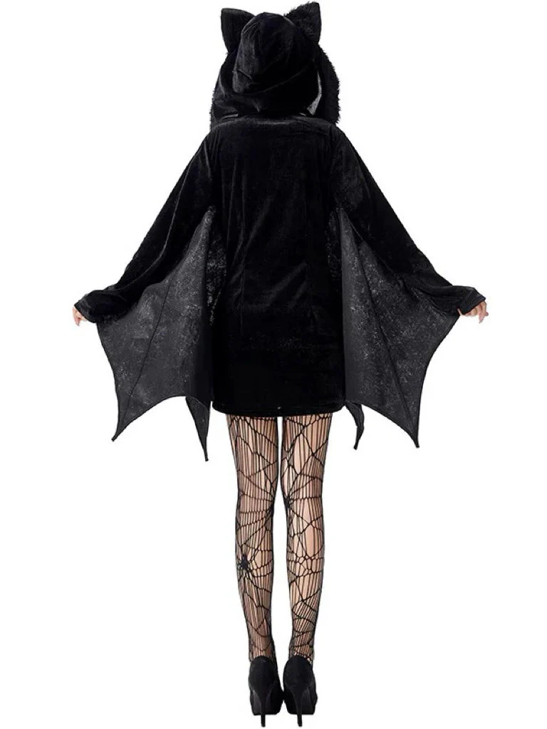 'Nocturne Shadow' Halloween Velvet Bat Wings Body Suit
