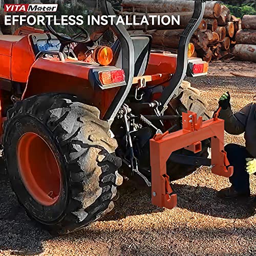 YITAMOTOR 3 Point Quick Hitch, 3000 lbs 3-Pt Attachments with 2" Receiver Hitch Adaptation to Category 1 & 2 Tractor with 5 Level Adjustable Bolt