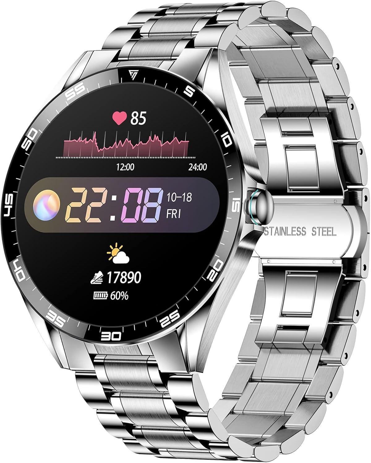 SIEMORL Smartwatch for Men for Android and iOS Phones,Fitness Tracker IP67 Waterproof Smartwatch with Heart Rate Sleep Monitor,Activity Tracker Pedometer Message Notification Call Smartwatch