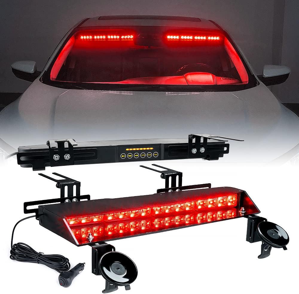 Xprite Amber LED Visor Strobe Dual Light Bar, Interior Windshield Sunvisor Safety Emergency Warning Traffic Advisor Flashing Caution Lightbars with Control Panel, for Construction Vehicles Trucks