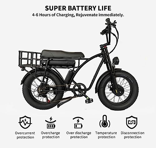 Smlro E5 Electric Retro Cargo Bicycle 2000W Dual Motor 35MPH Motorcycle Ebike 48V 18Ah AWD EBike 20" Fat Tire 7 Speed E Bike MTB Mountain City Road Snow