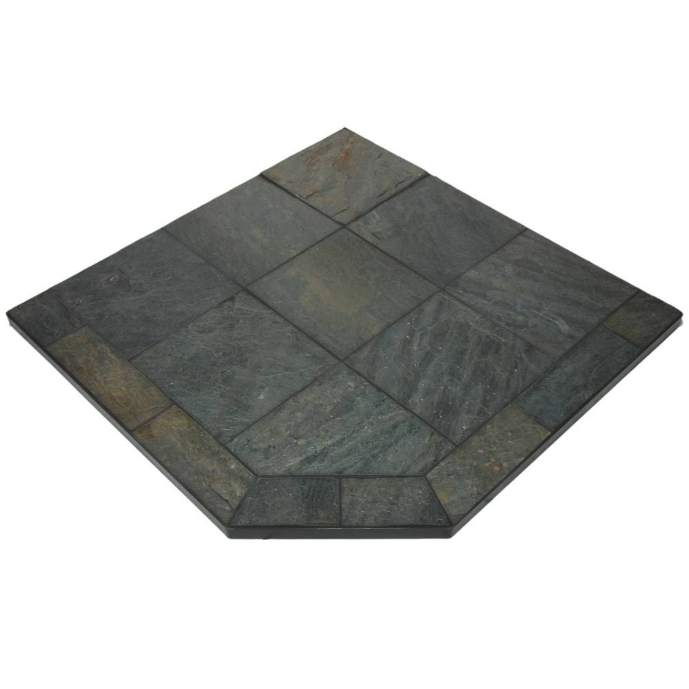 Natural Smokey Slate 40&& x 40&& Single Cut Corner Hearth Pad