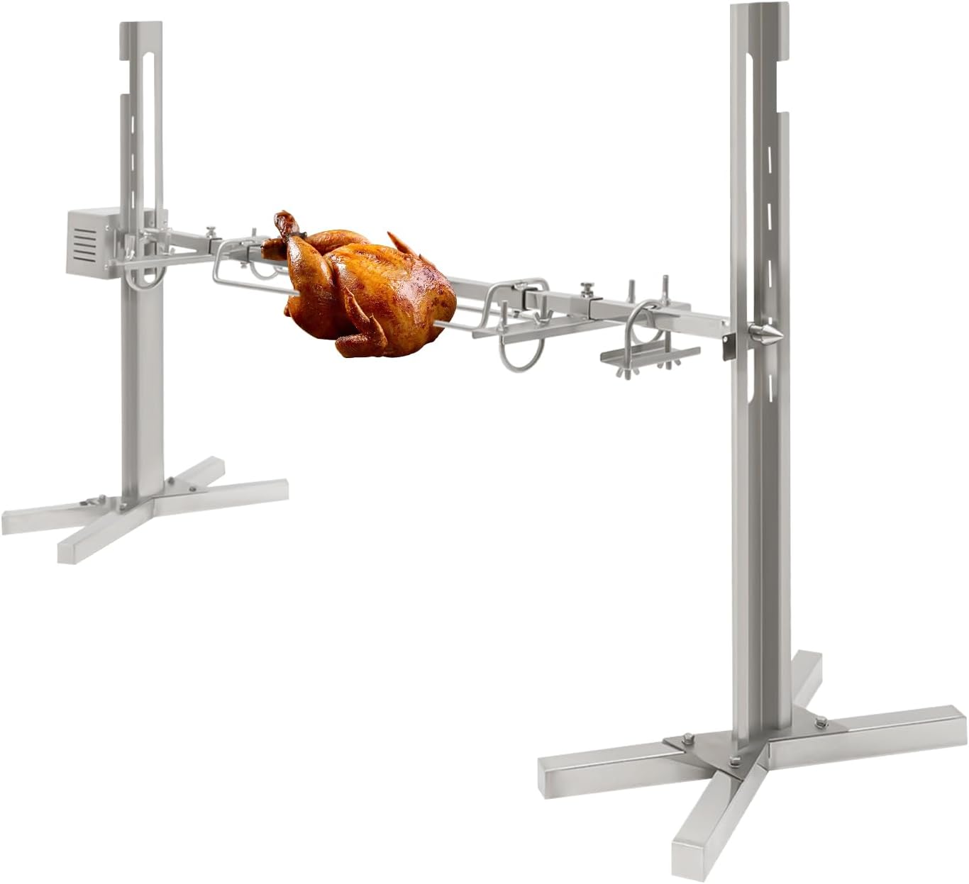 Rotisserie Grill Kit, Stainless Steel Electric Rotisserie Stand, 43Inch Pig Lamb Roaster Charcoal Spit with 25W Motor & Adjustable Height for Outdoor Camping Party, 88 LB