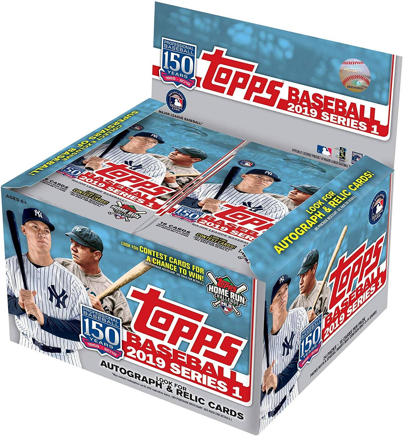 Topps 2019 Baseball Series 1 Trading Cards Display Box (Retail Edition 24 Packs)